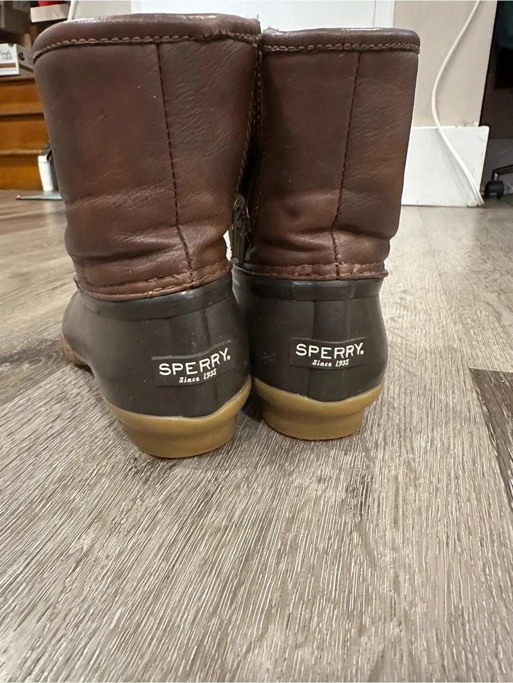 Sperry Kids Two-Tone Brown Duck Boots with Tan Laces